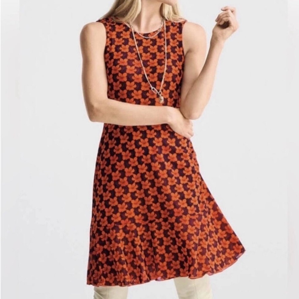 Super Sale !! CAbi Vibrant Orange and Black Midi Dress